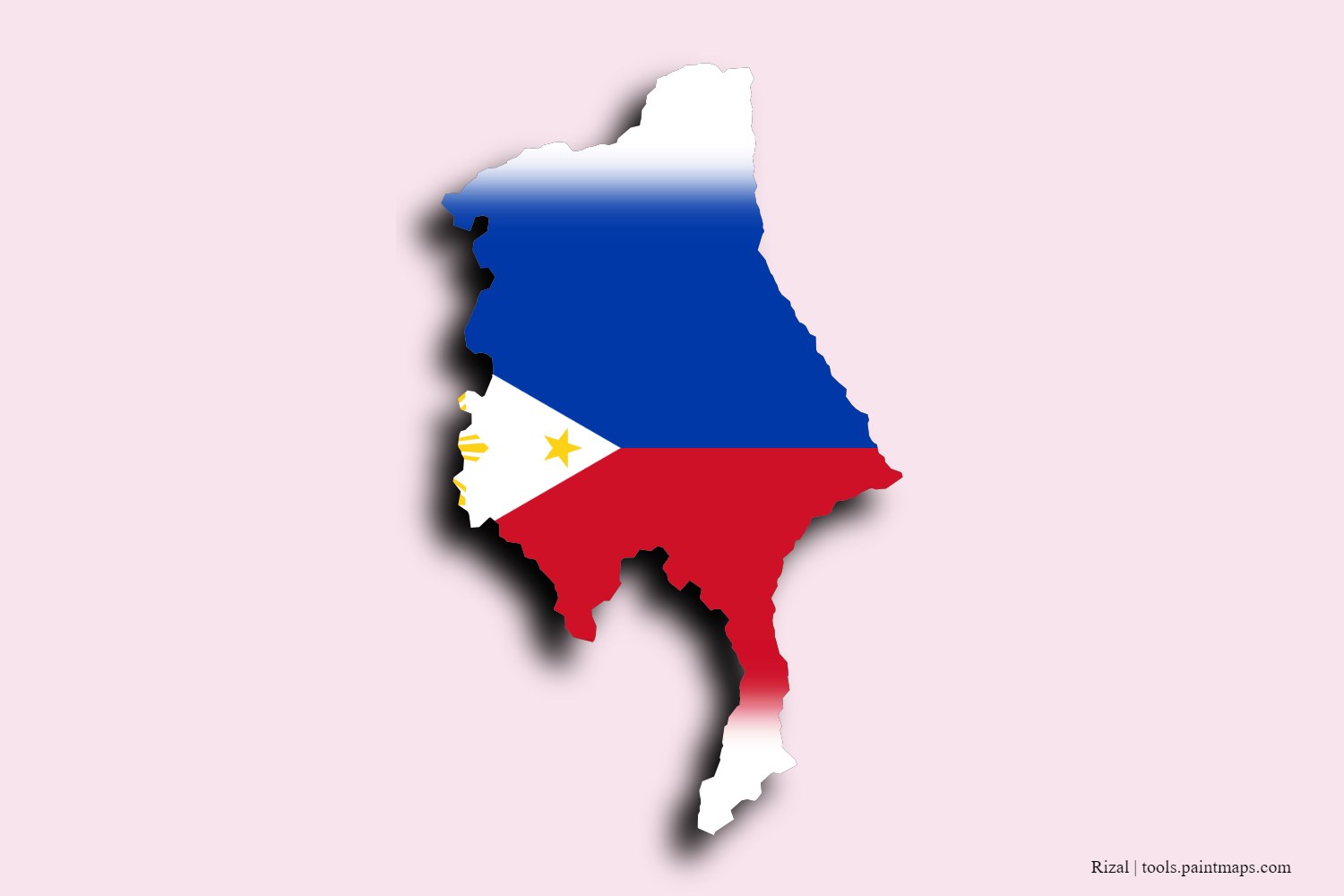 flag map of Rizal with 3D shadow effect