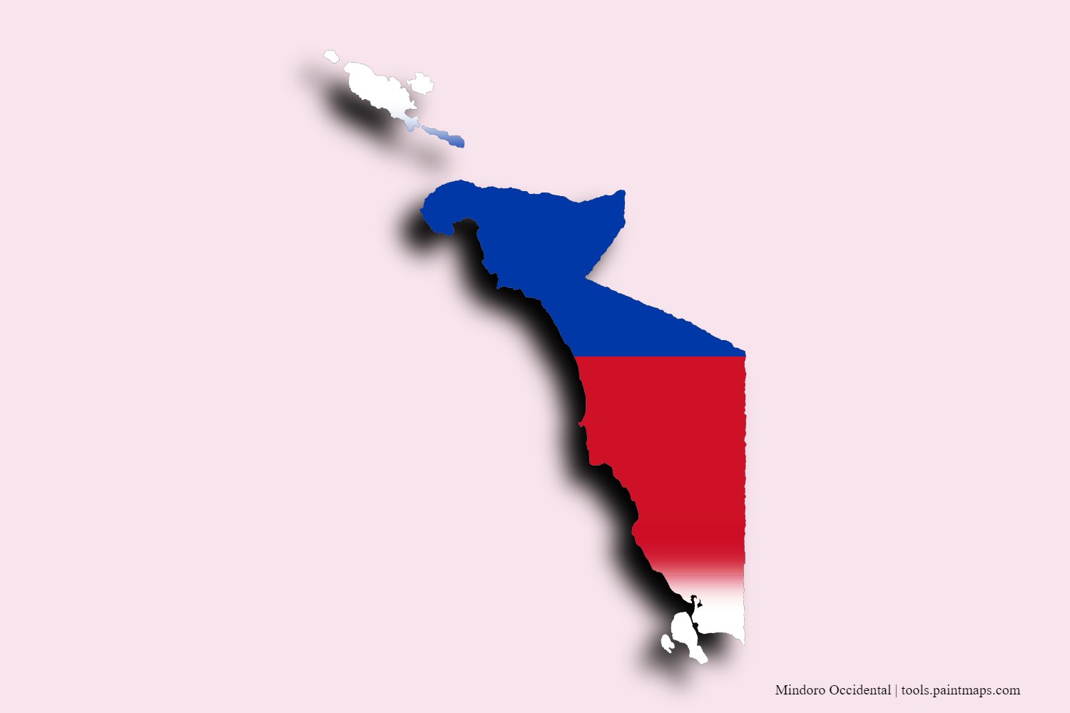 Mapa de la bandera de Mindoro Occidental con efecto de sombra 3D