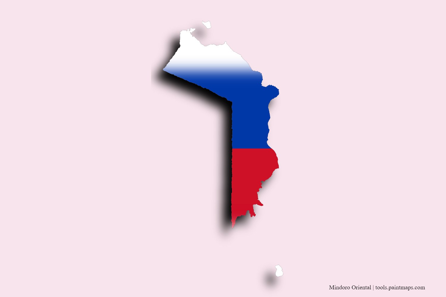 flag map of Mindoro Oriental with 3D shadow effect