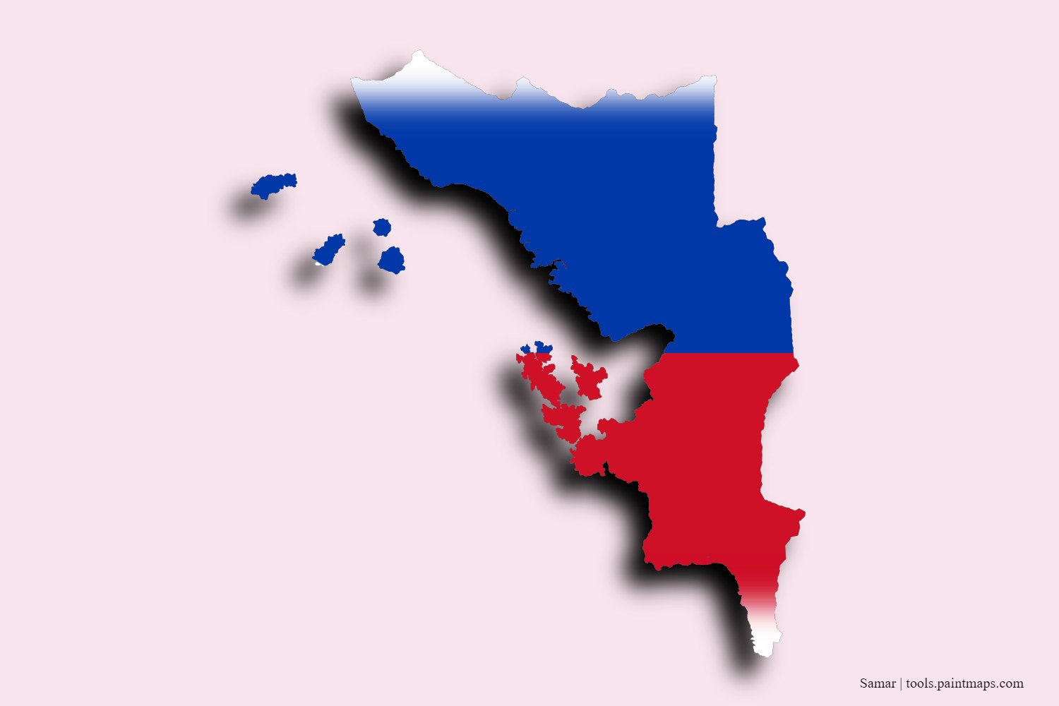 Mapa de la bandera de Samar con efecto de sombra 3D