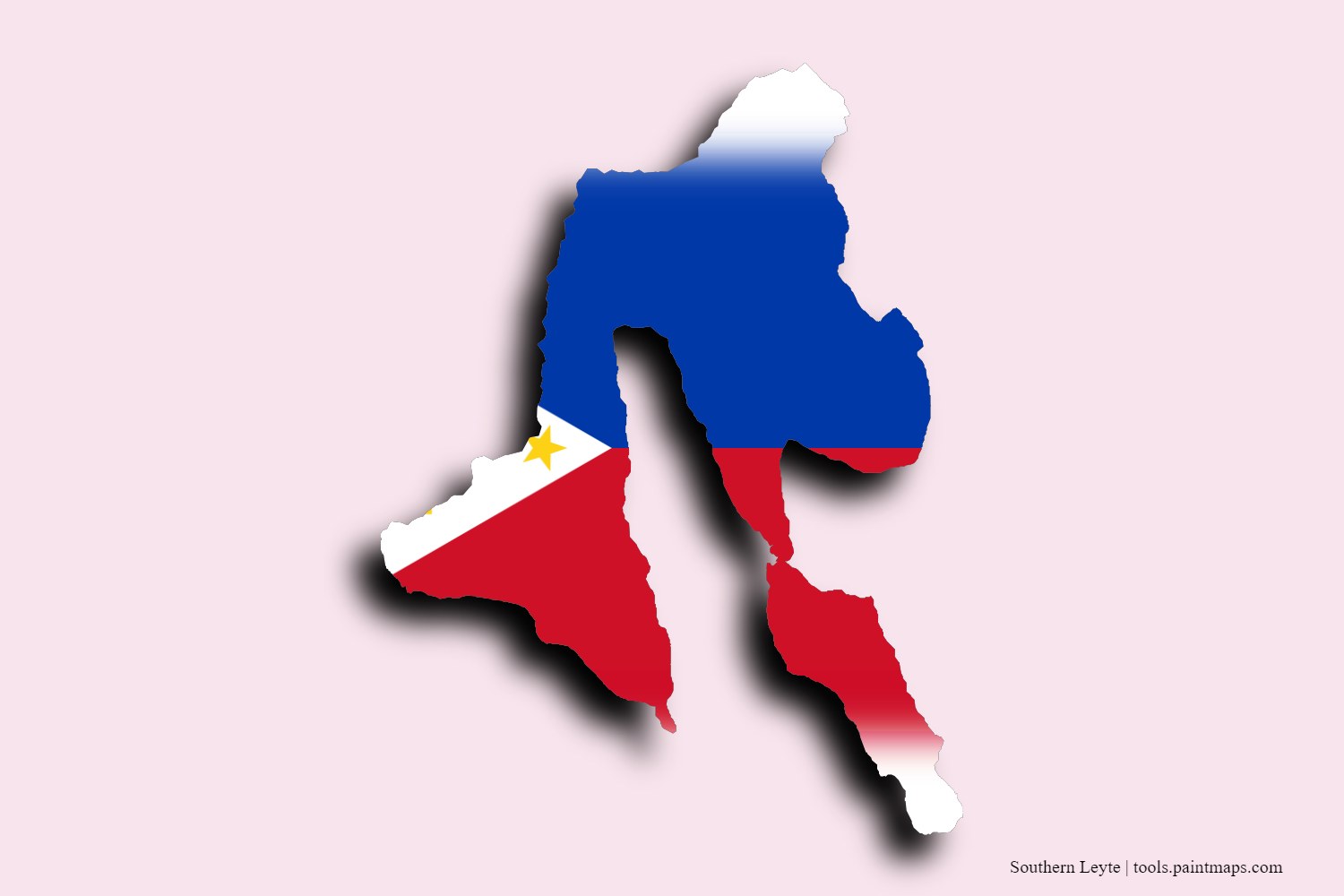 flag map of Southern Leyte with 3D shadow effect