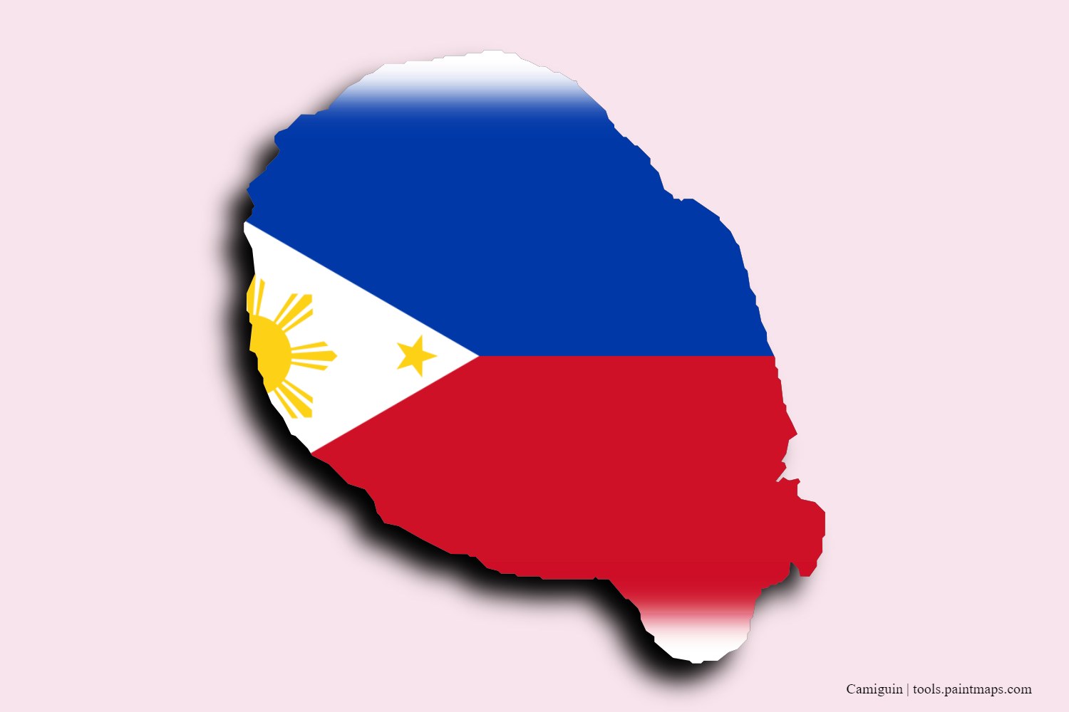 flag map of Camiguin with 3D shadow effect