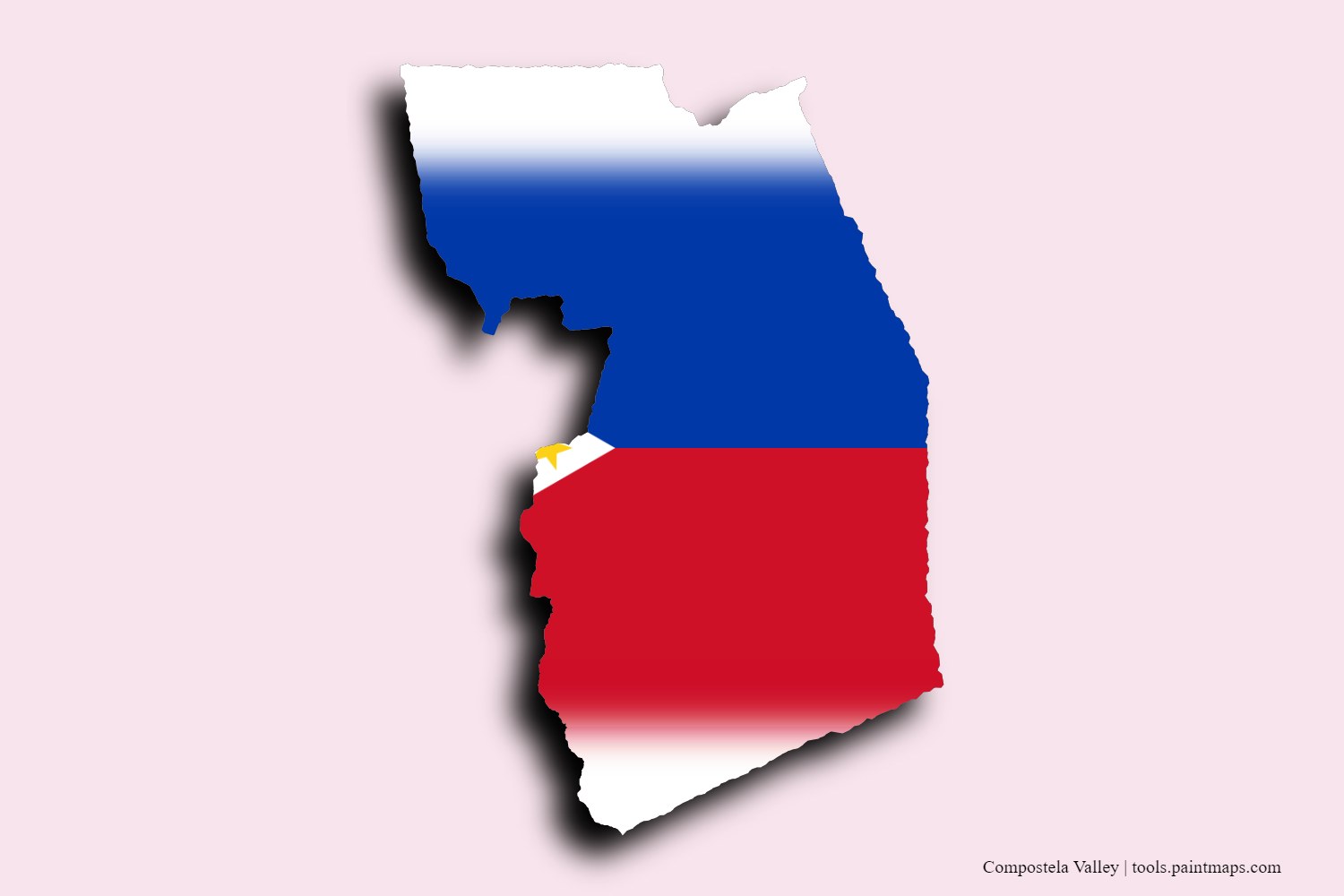 flag map of Compostela Valley with 3D shadow effect