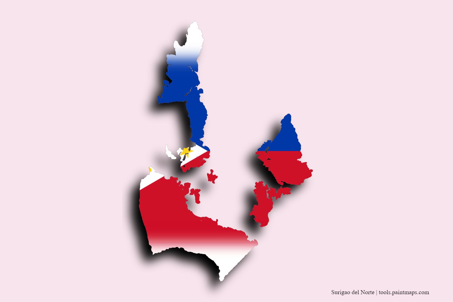 Mapa de la bandera de Surigao del Norte con efecto de sombra 3D