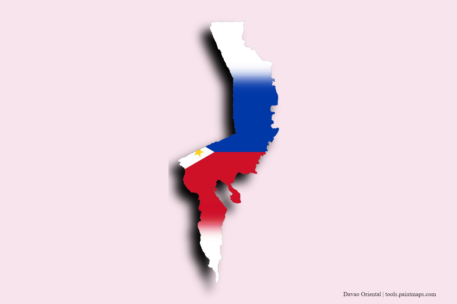 Mapa de la bandera de Davao Oriental con efecto de sombra 3D