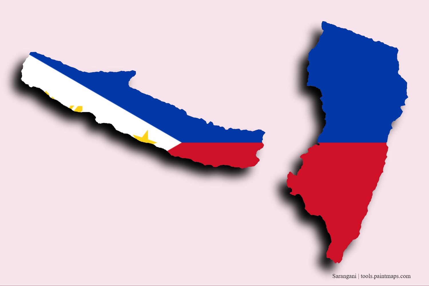 flag map of Sarangani with 3D shadow effect