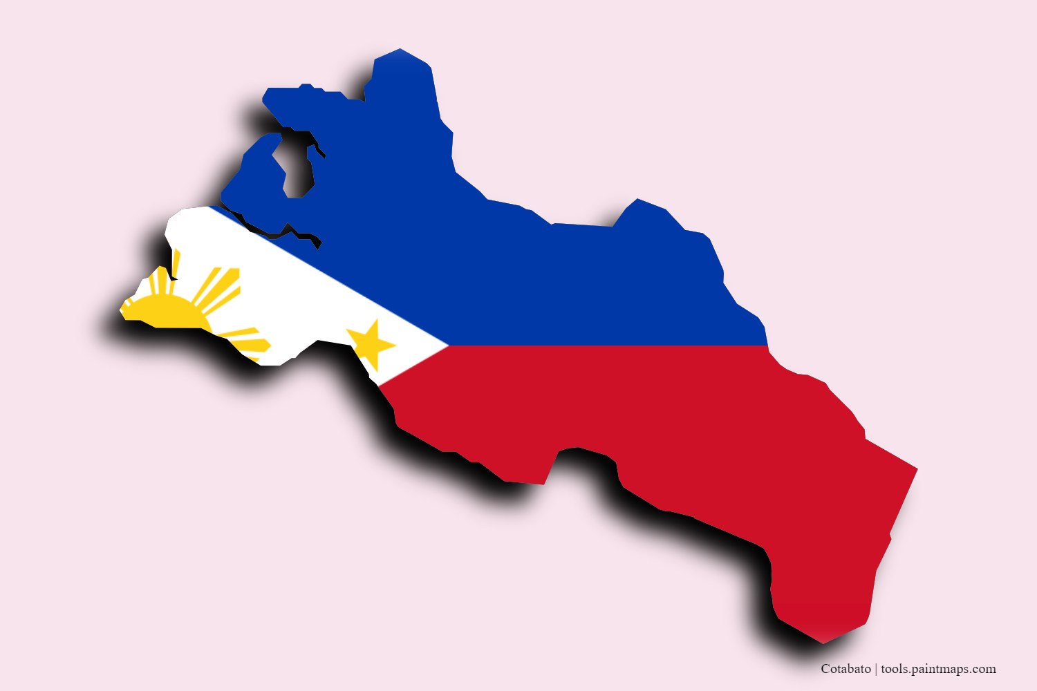 flag map of Maguindanao with 3D shadow effect