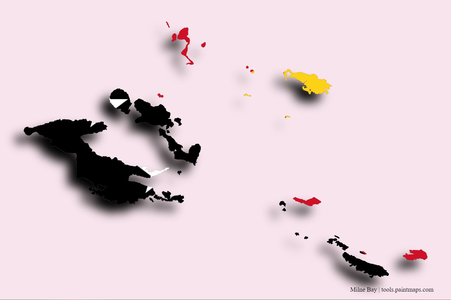 flag map of Milne Bay with 3D shadow effect