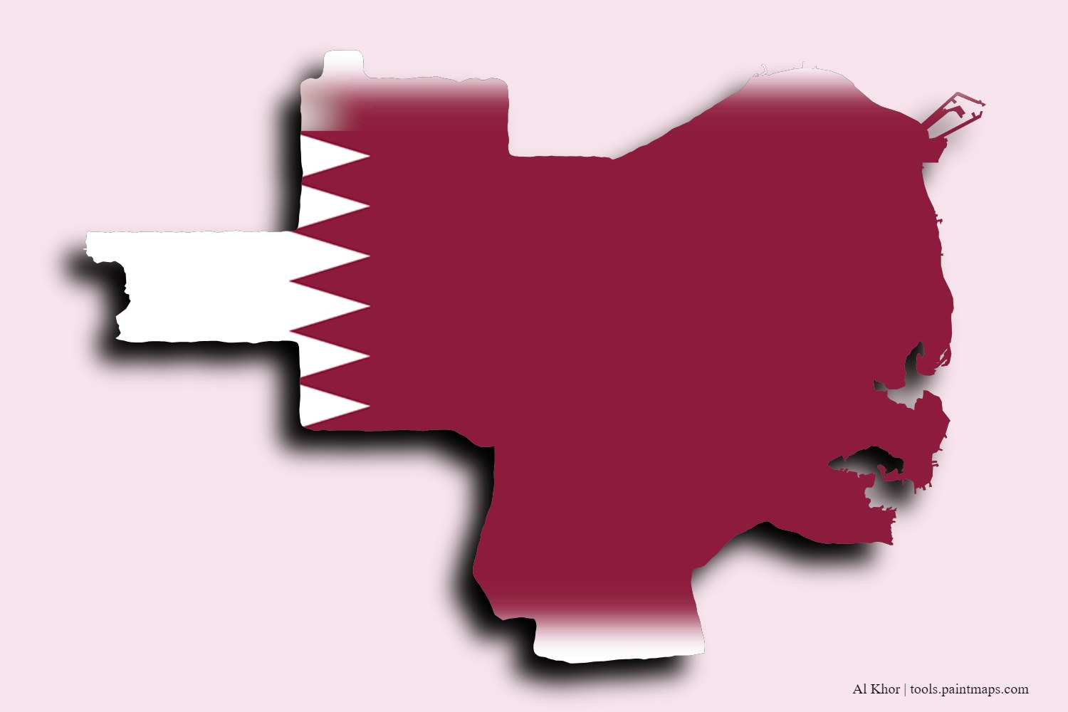 Mapa de la bandera de Al Khor con efecto de sombra 3D