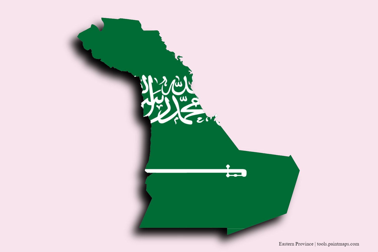 Mapa de la bandera de Eastern Province con efecto de sombra 3D