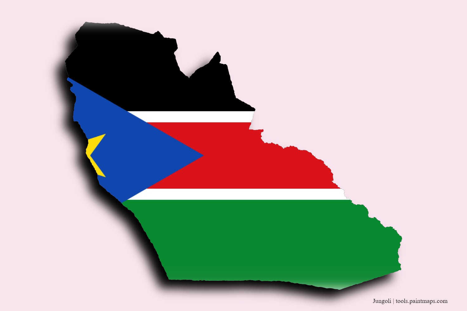 flag map of Jonglei with 3D shadow effect