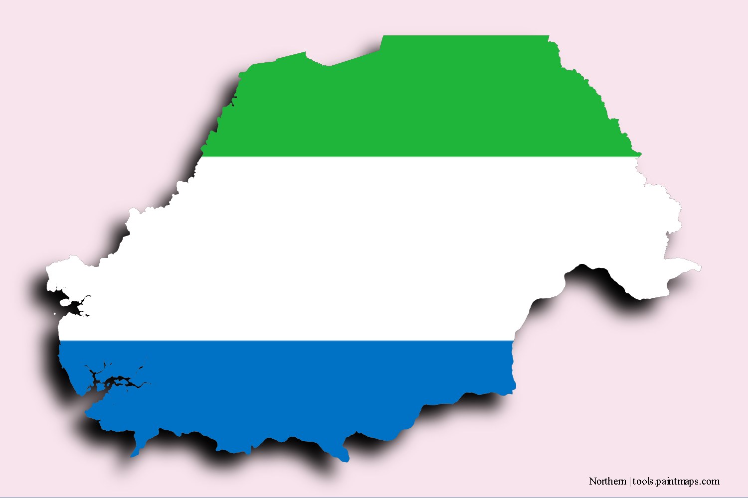 Mapa de la bandera de Northern con efecto de sombra 3D