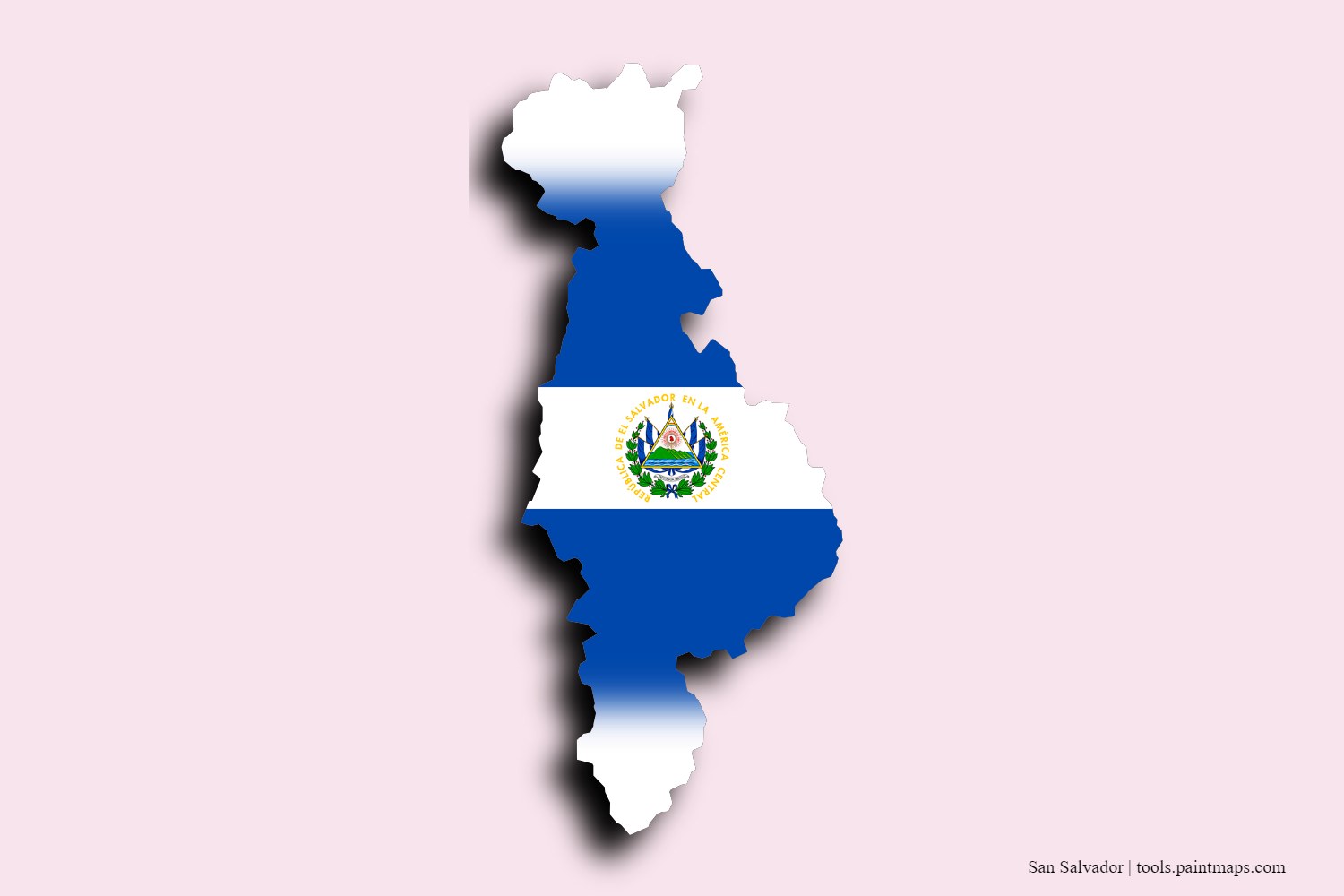 flag map of San Salvador with 3D shadow effect