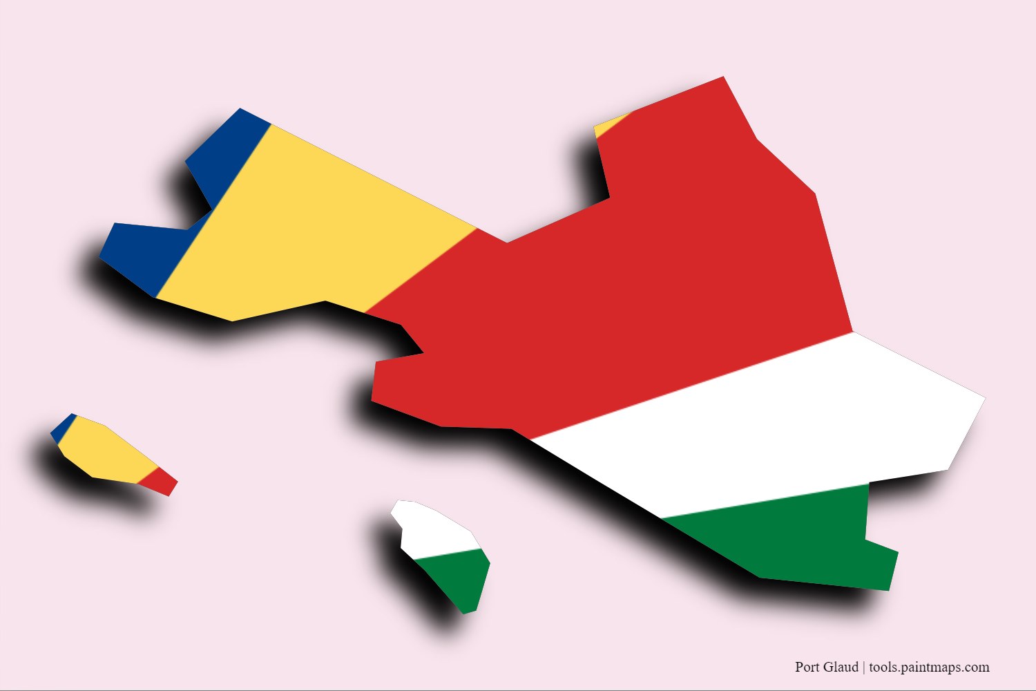 Mapa de la bandera de Port Glaud con efecto de sombra 3D