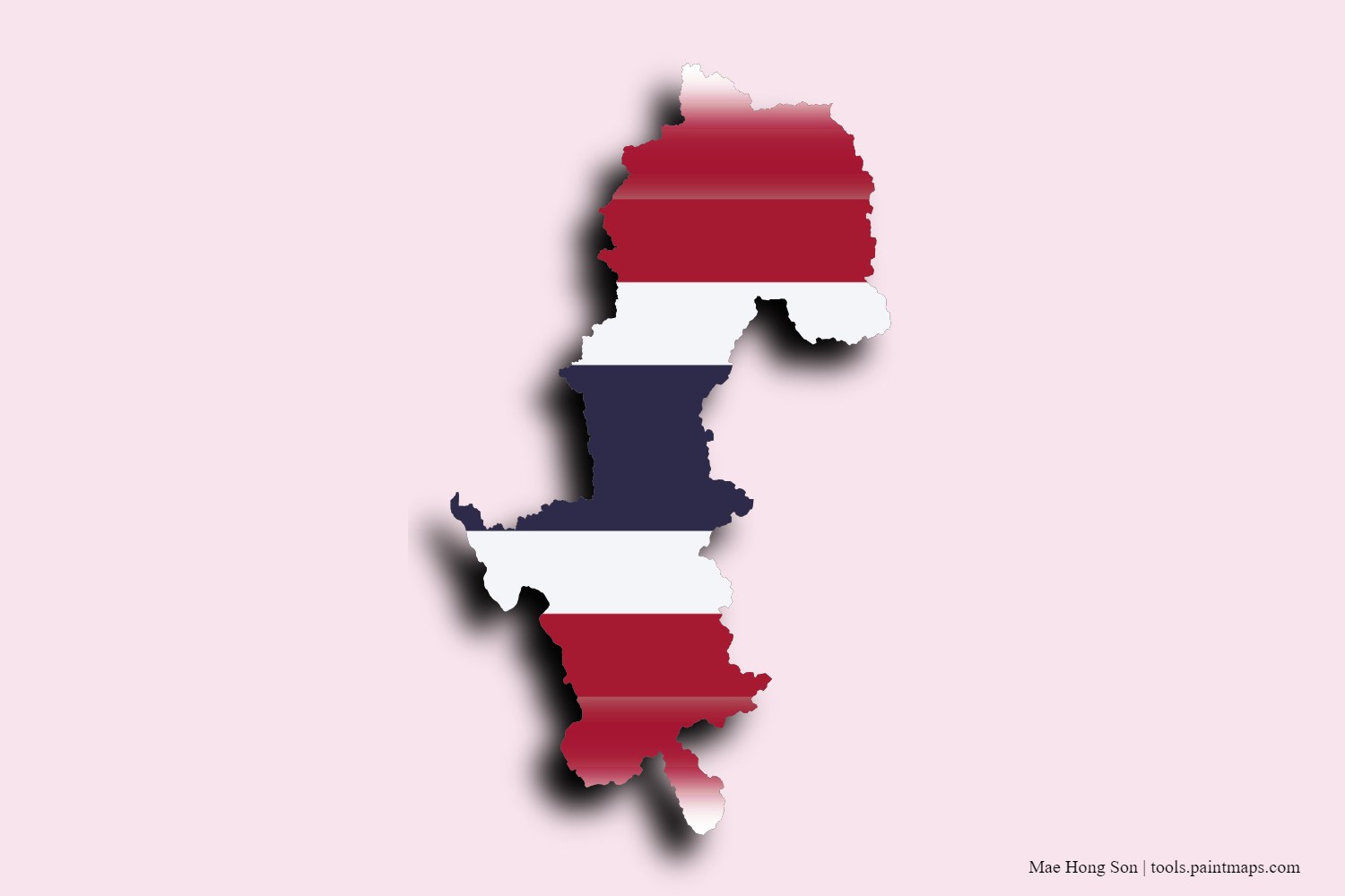 flag map of Mae Hong Son with 3D shadow effect