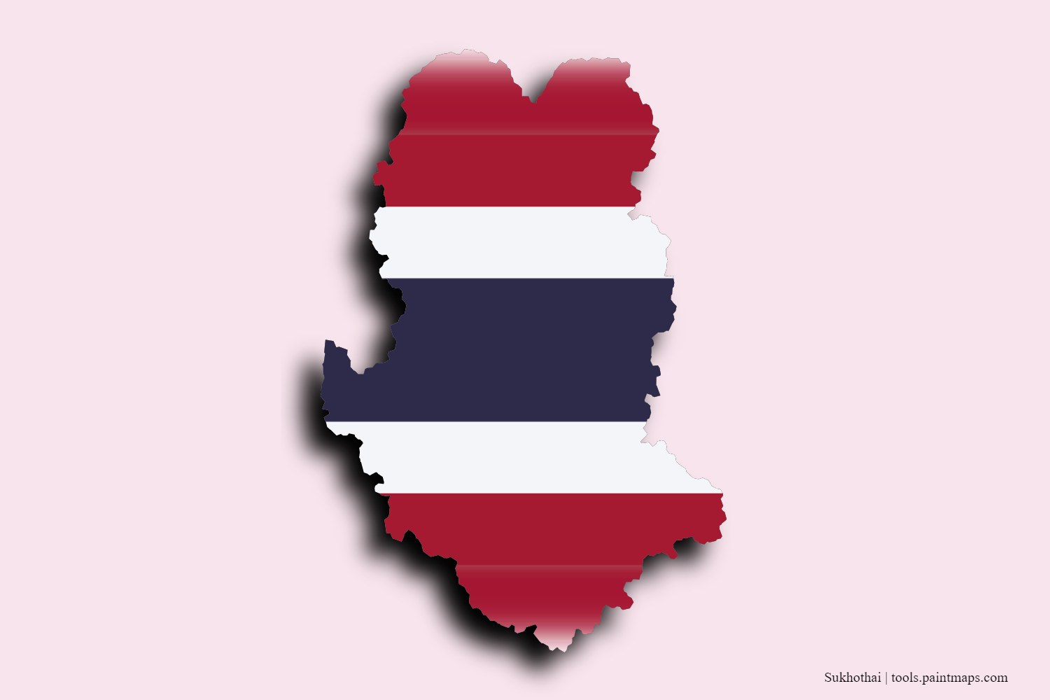 flag map of Sukhothai with 3D shadow effect