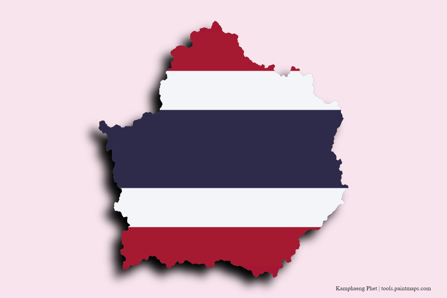 flag map of Kamphaeng Phet with 3D shadow effect