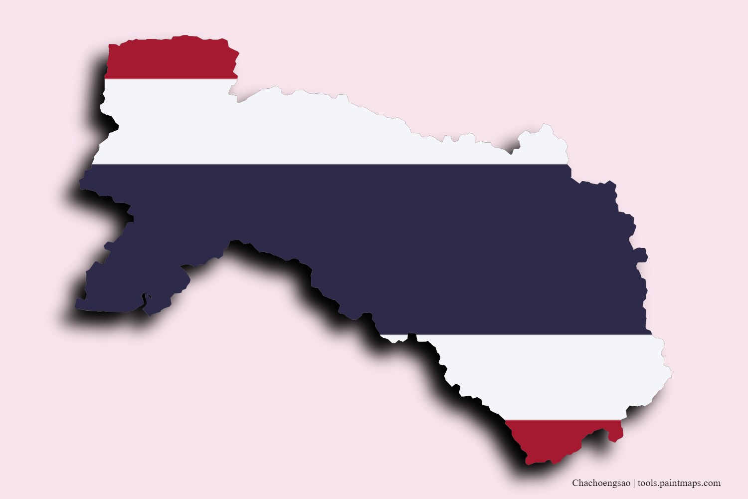 flag map of Chachoengsao with 3D shadow effect