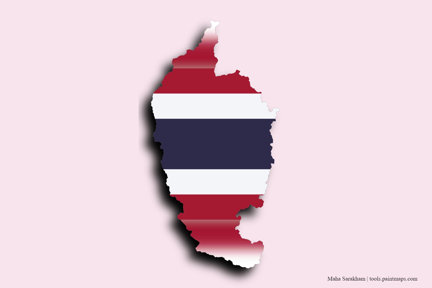 flag map of Maha Sarakham with 3D shadow effect