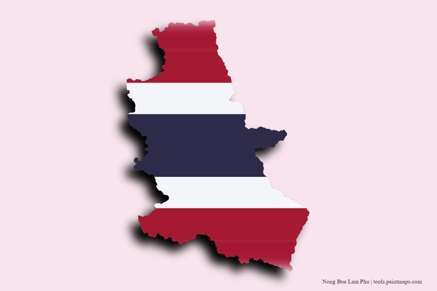 flag map of Nong Bua Lam Phu with 3D shadow effect