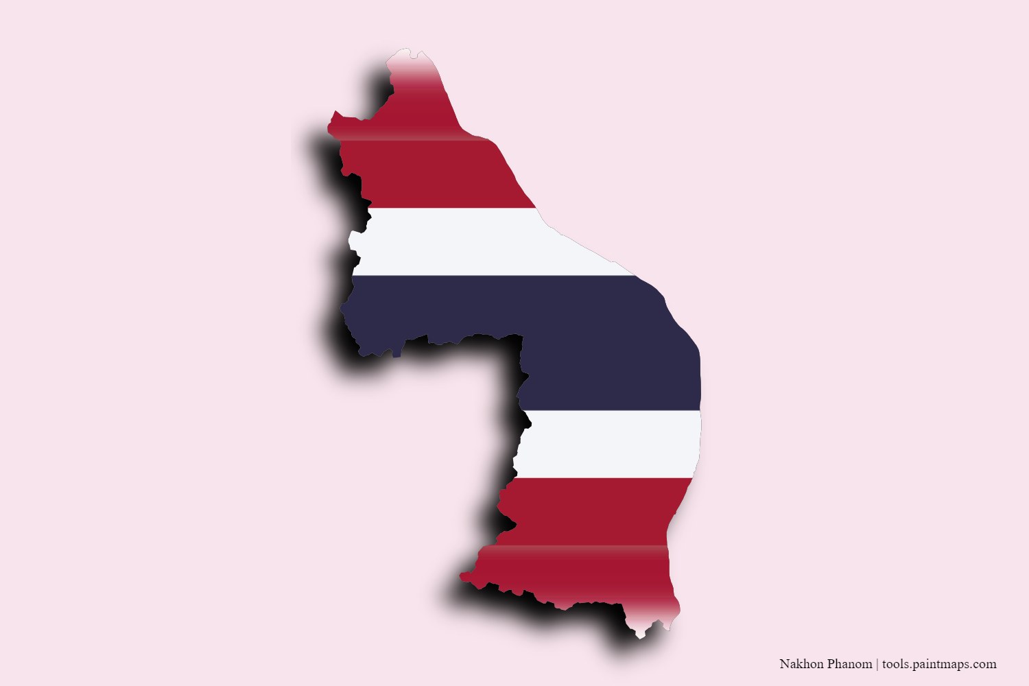 Mapa de la bandera de Nakhon Phanom con efecto de sombra 3D