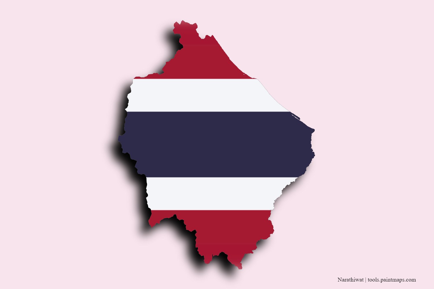 flag map of Narathiwat with 3D shadow effect