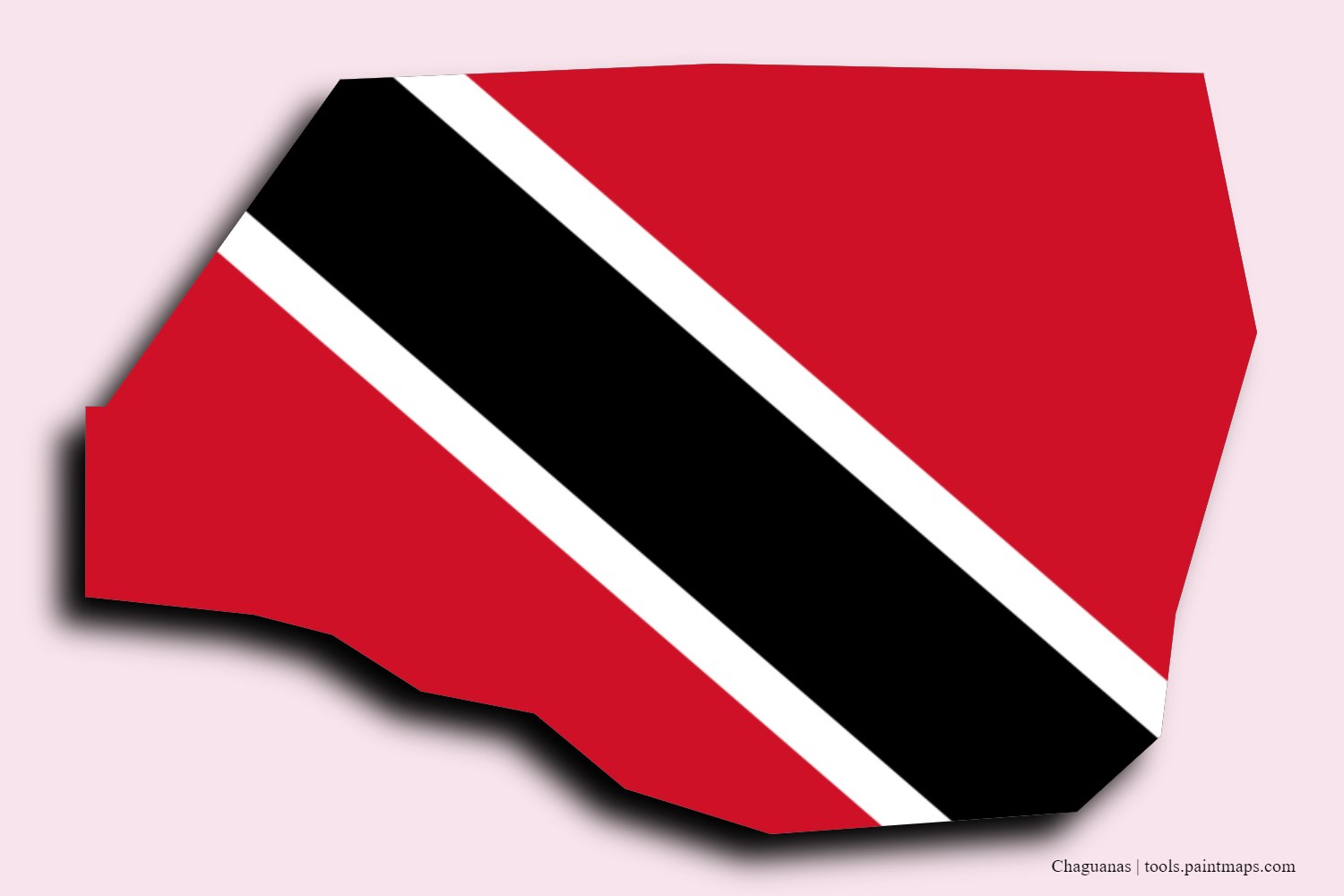 flag map of Chaguanas with 3D shadow effect