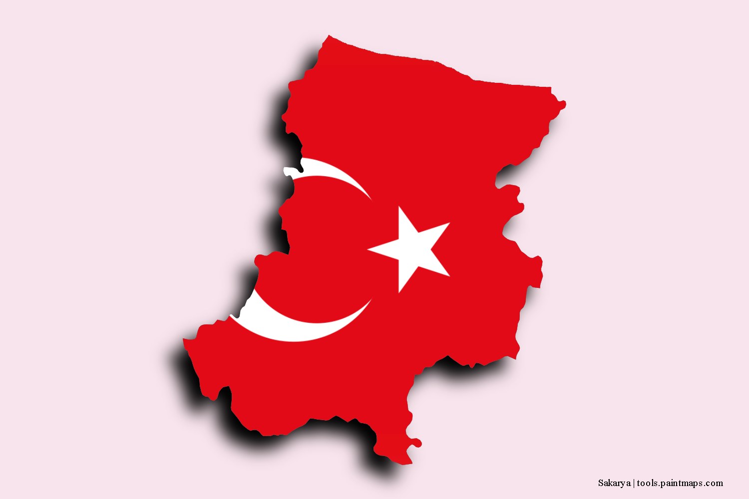 flag map of Sakarya with 3D shadow effect