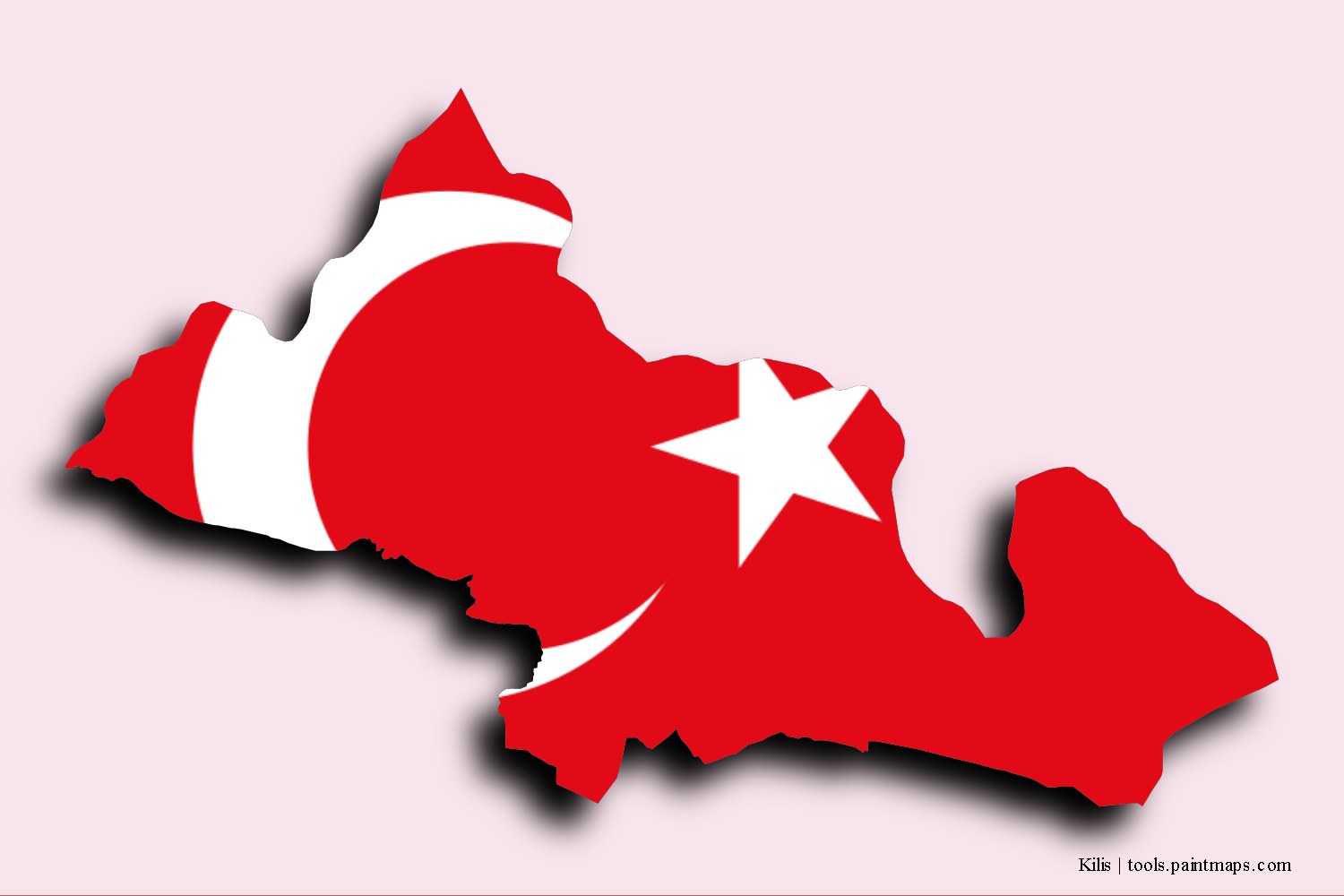 flag map of Kilis with 3D shadow effect