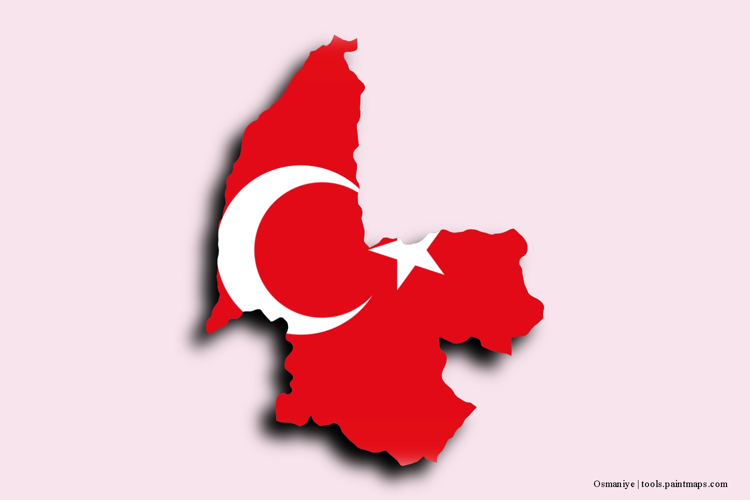 flag map of Osmaniye with 3D shadow effect