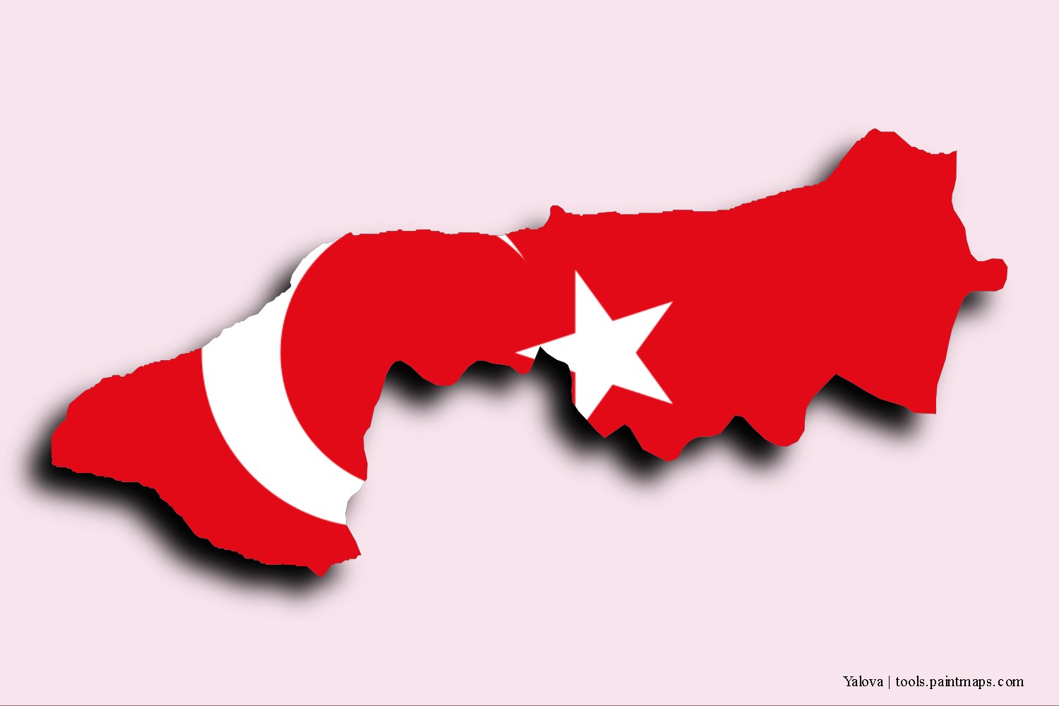 flag map of Yalova with 3D shadow effect