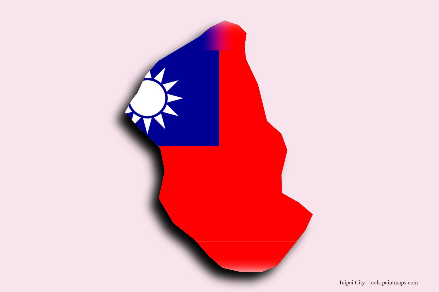 Mapa de la bandera de Taipei City con efecto de sombra 3D