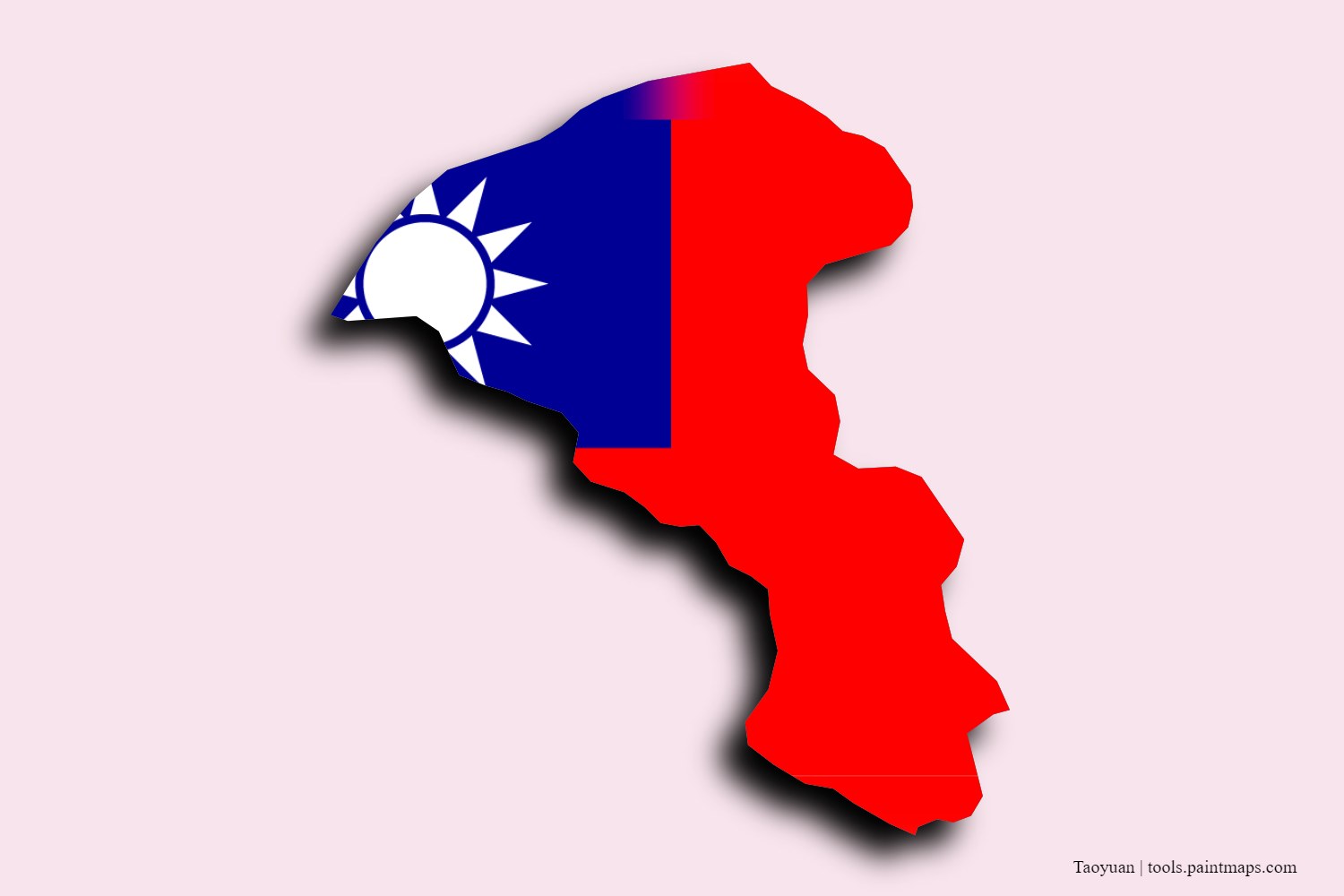 Mapa de la bandera de Taoyuan con efecto de sombra 3D