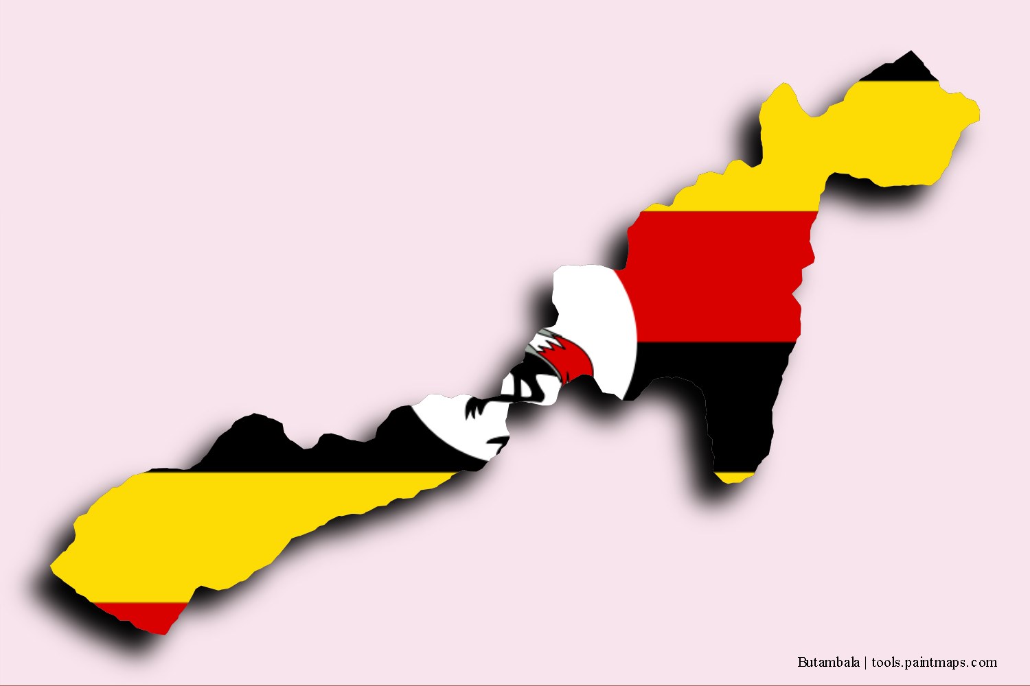 flag map of Mpigi with 3D shadow effect