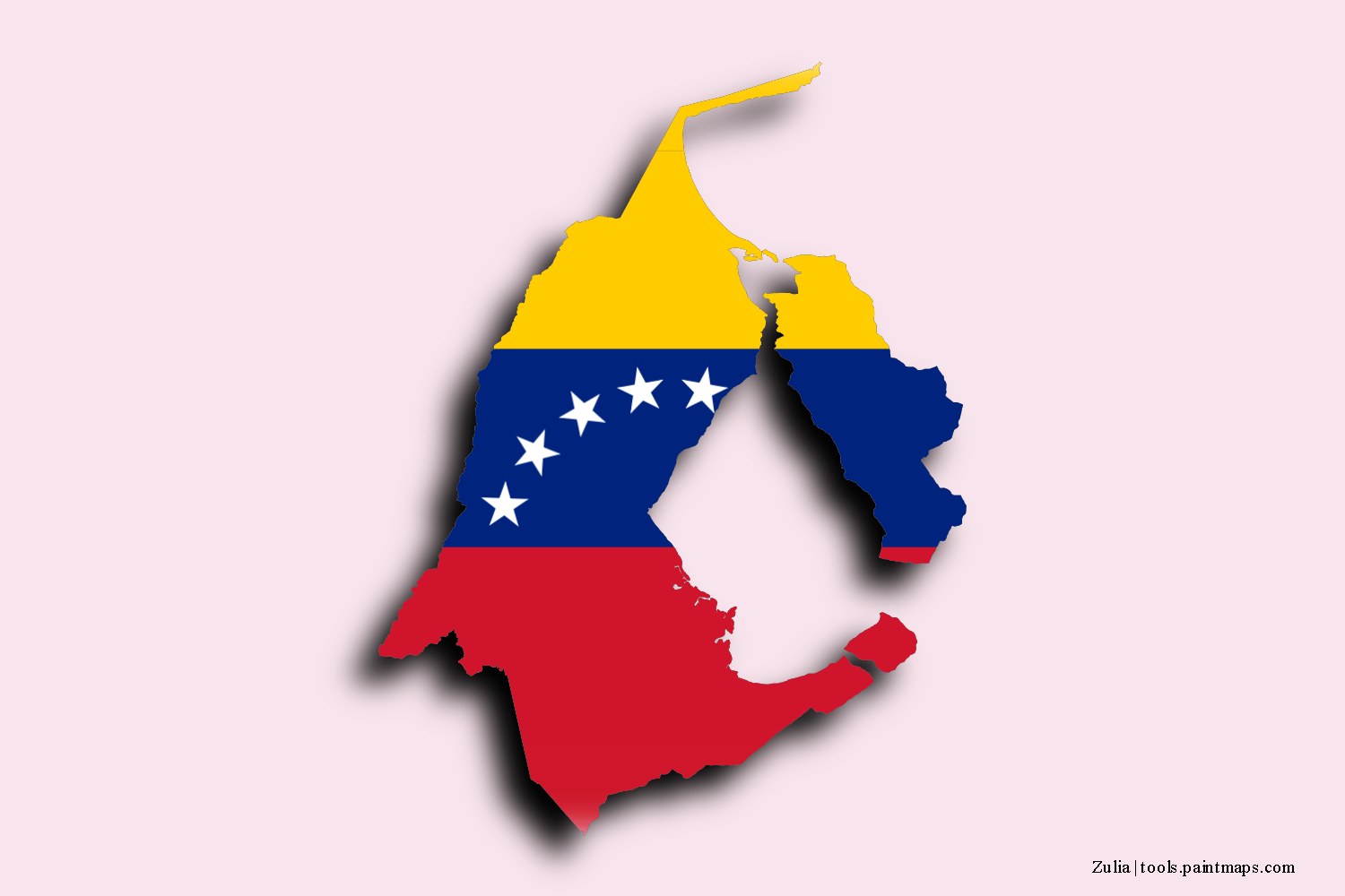 Mapa de la bandera de Zulia con efecto de sombra 3D