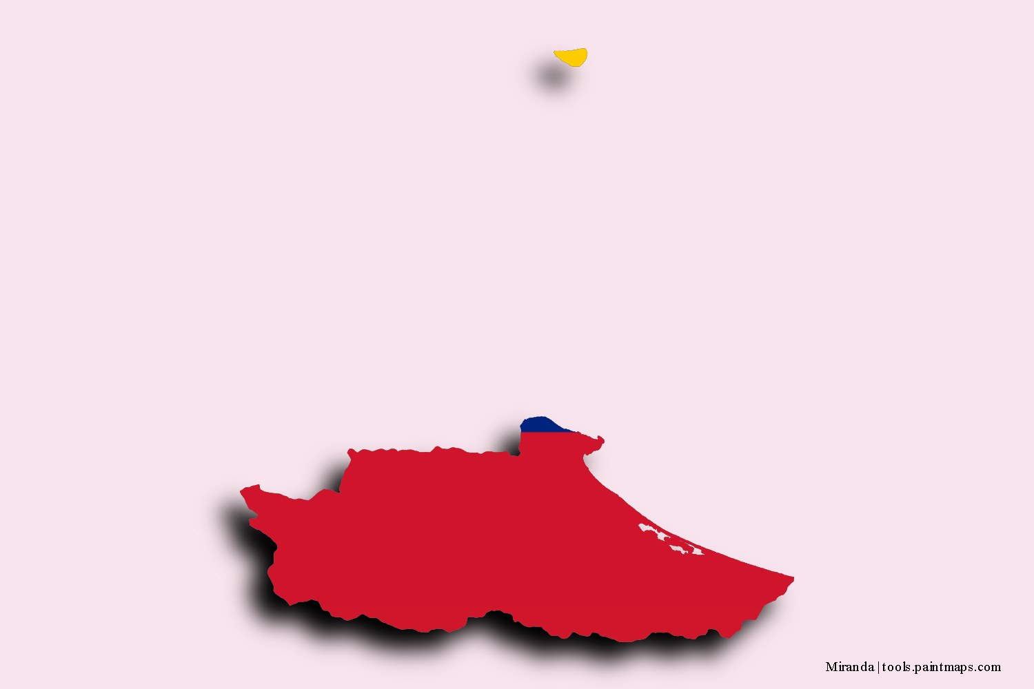 Mapa de la bandera de Miranda con efecto de sombra 3D