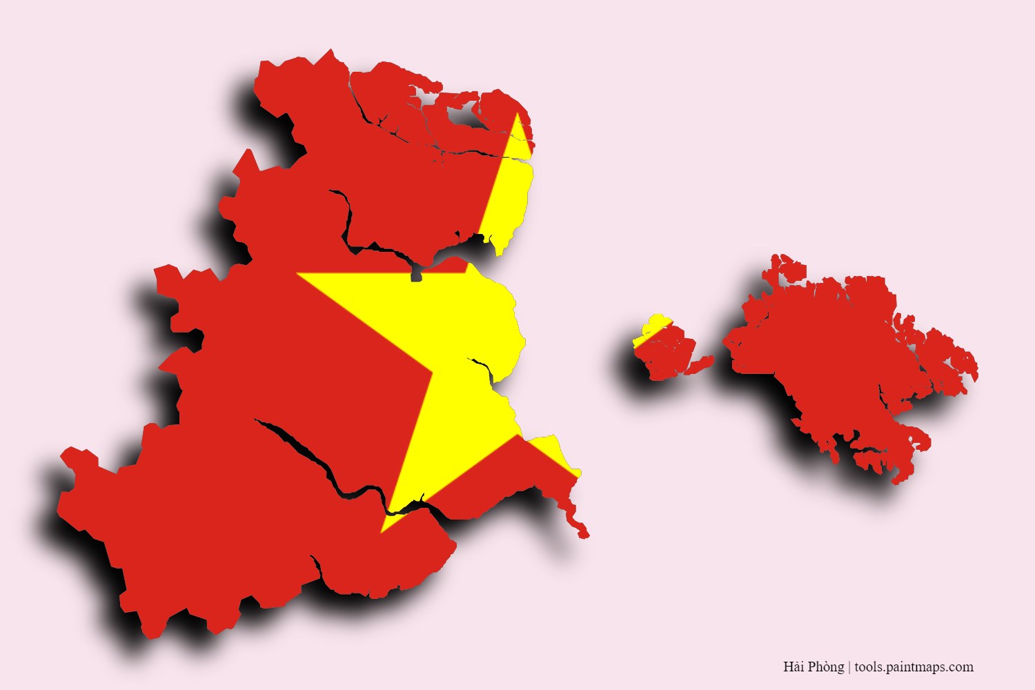 Mapa de la bandera de Hải Phòng con efecto de sombra 3D