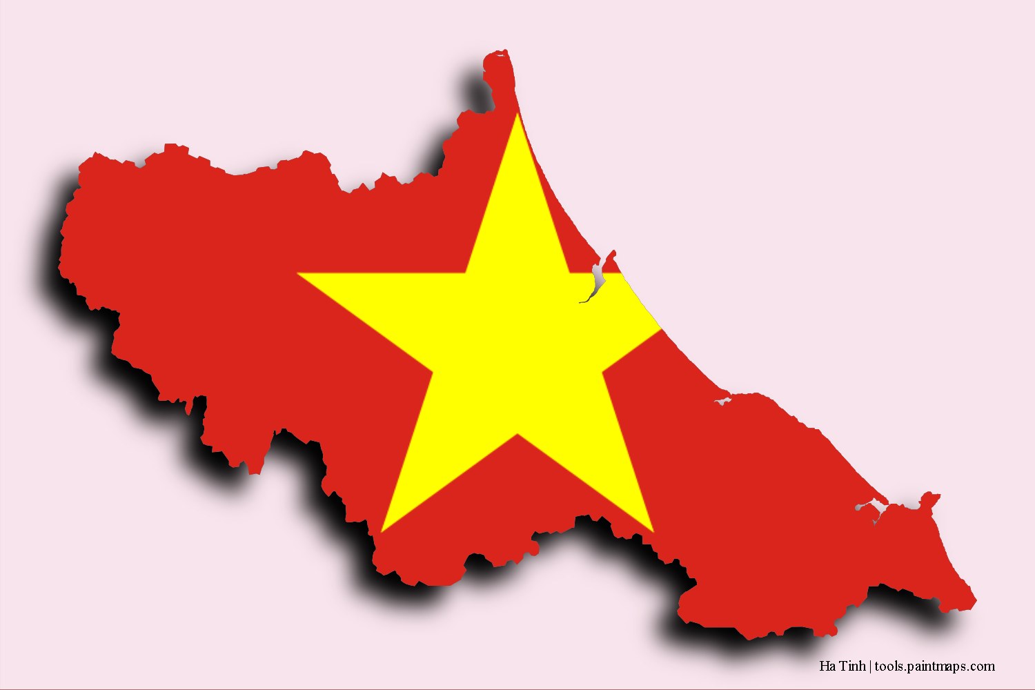 flag map of Ha Tinh with 3D shadow effect