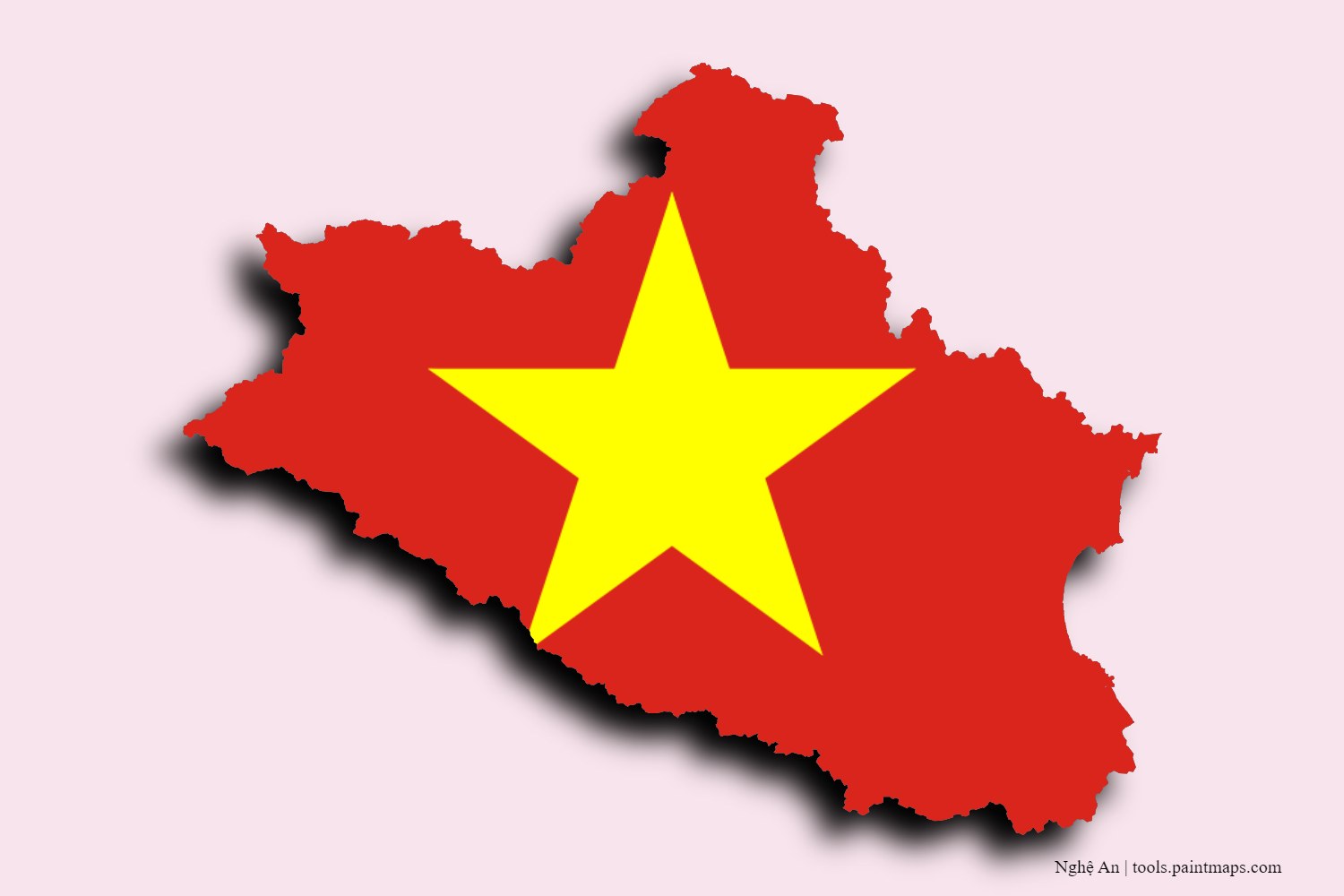 flag map of Nghe An with 3D shadow effect