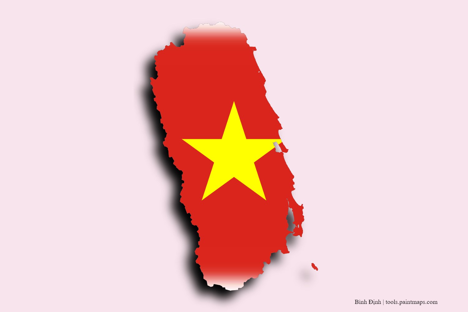 flag map of Binh Dinh with 3D shadow effect