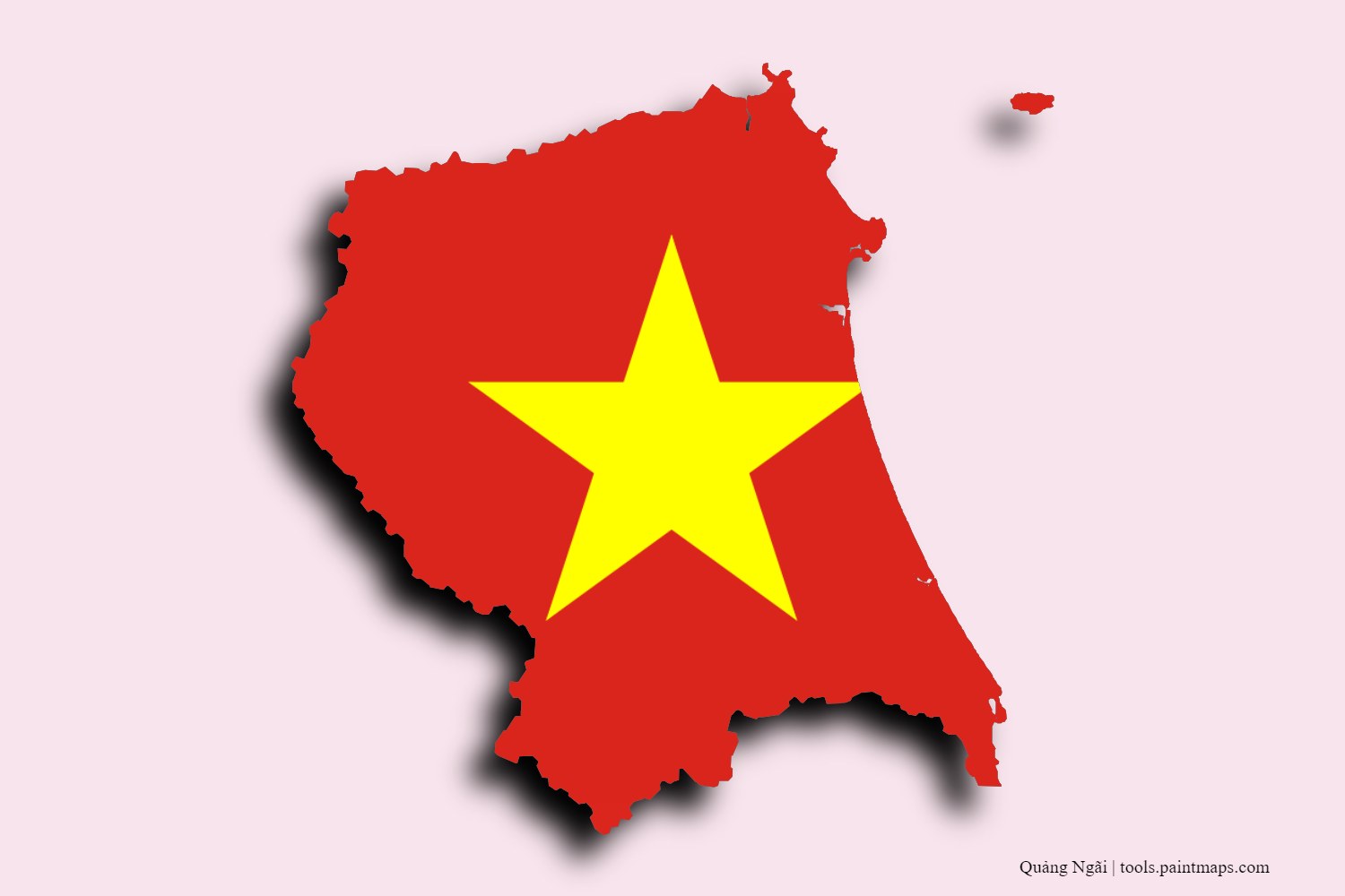 Mapa de la bandera de Quảng Ngãi con efecto de sombra 3D