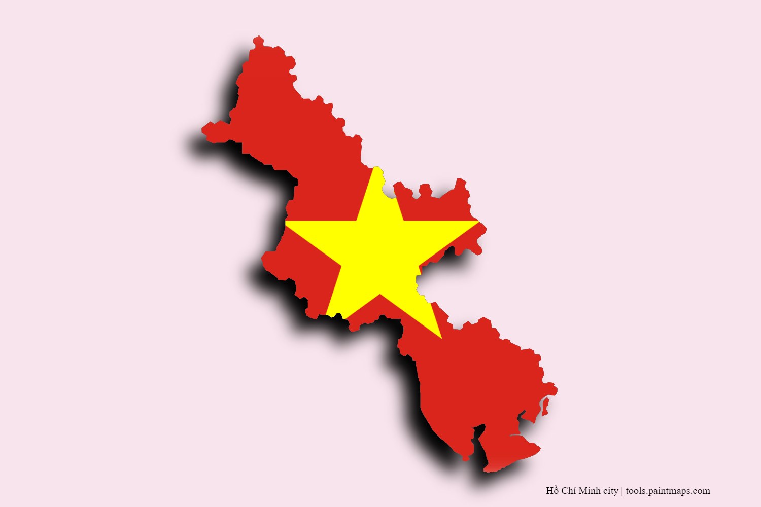 flag map of Ho Chi Minh with 3D shadow effect