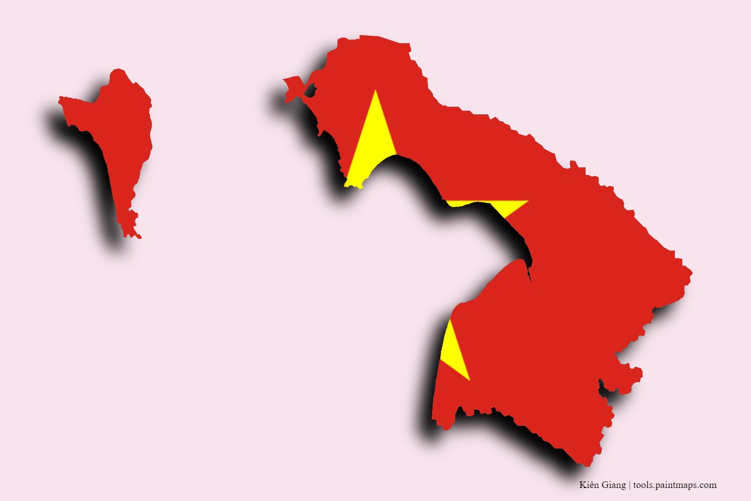 flag map of Kien Giang with 3D shadow effect