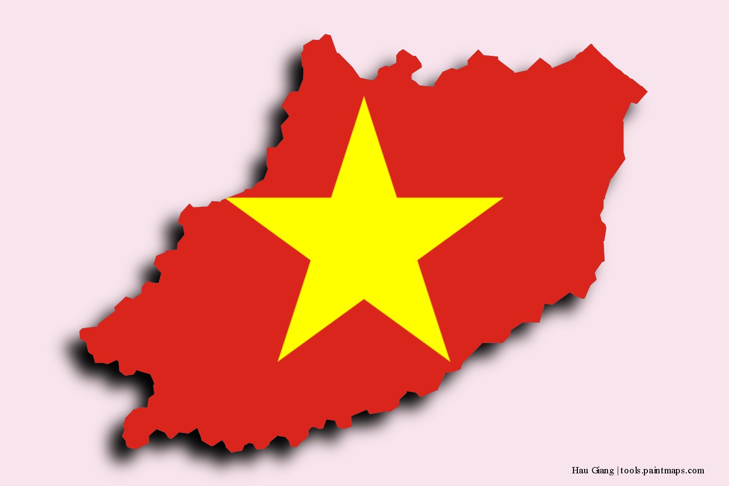 flag map of Hau Giang with 3D shadow effect