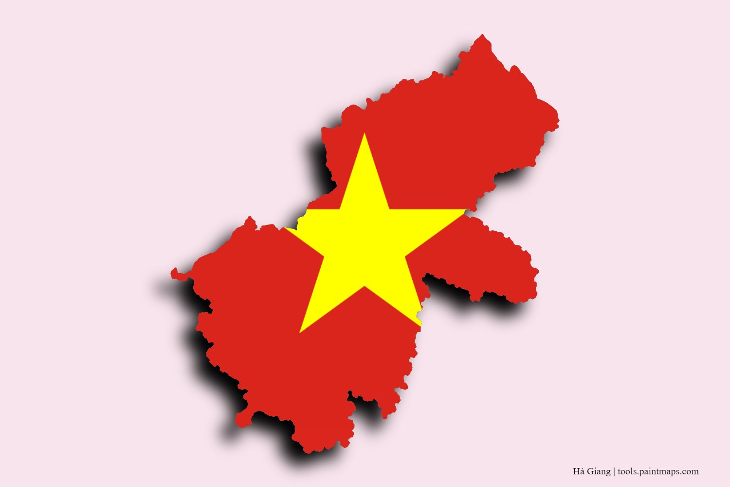 flag map of Ha Giang with 3D shadow effect