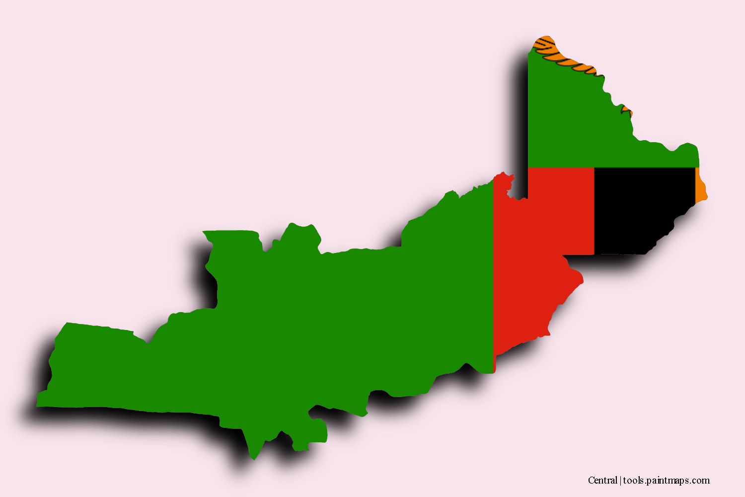 Mapa de la bandera de Central con efecto de sombra 3D