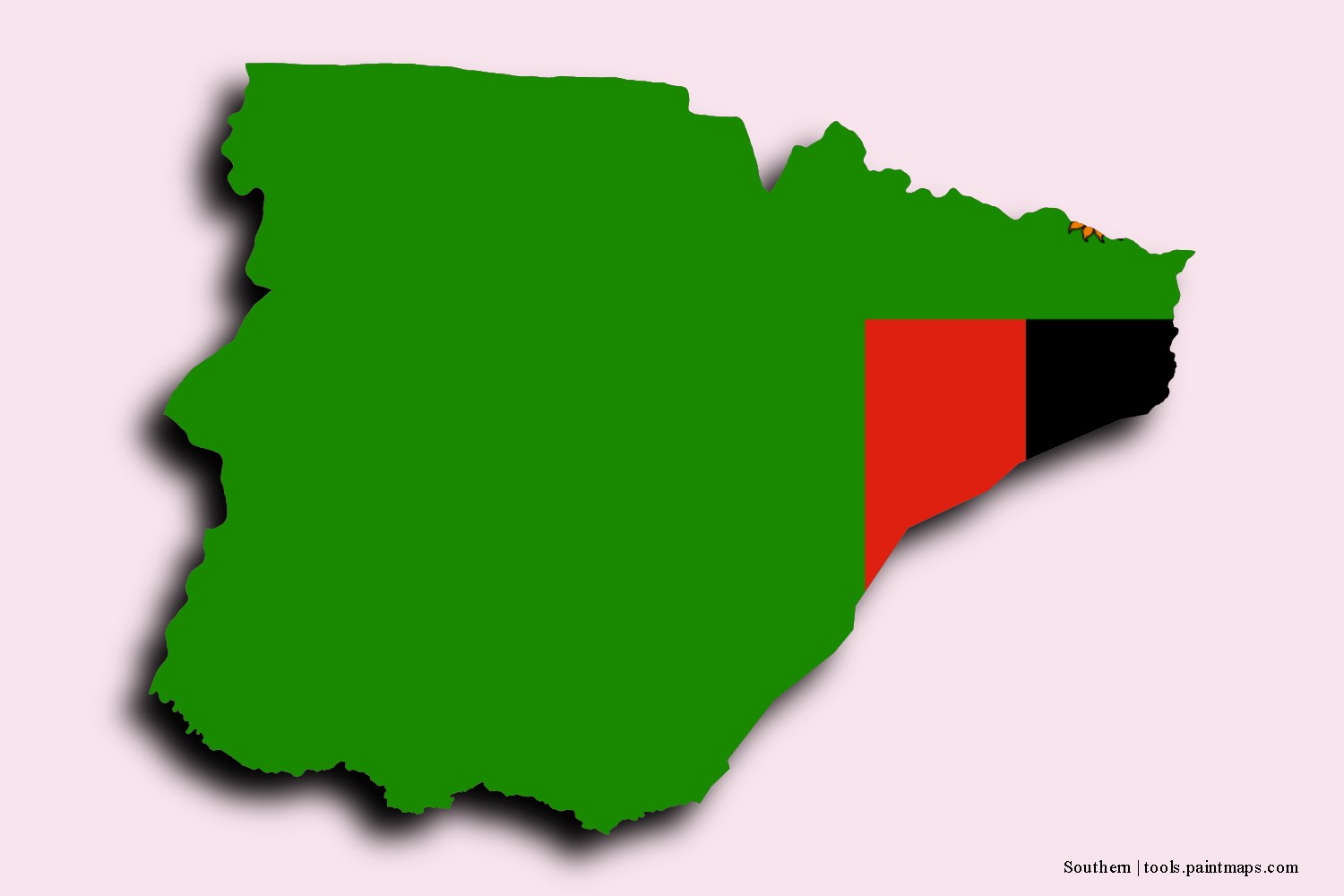 Mapa de la bandera de Southern con efecto de sombra 3D