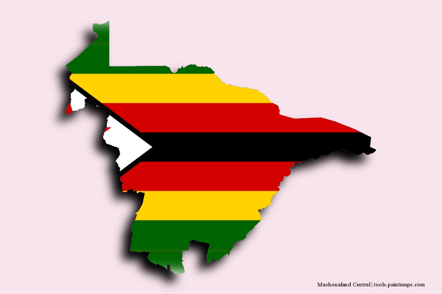 flag map of Mashonaland Central with 3D shadow effect