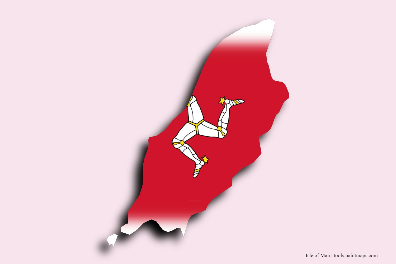 flag map of Isle of Man with 3D shadow effect