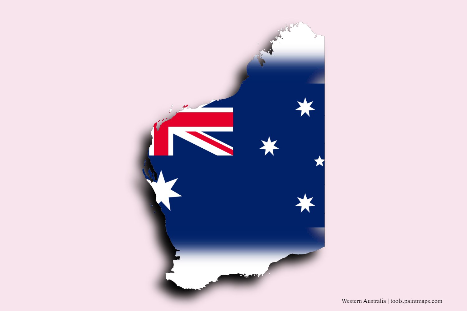 flag map of Western Australia with 3D shadow effect